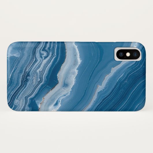 Modern Stone Dusty Blue Marble Case-Mate iPhone Hülle (Rückseite (Horizontal))