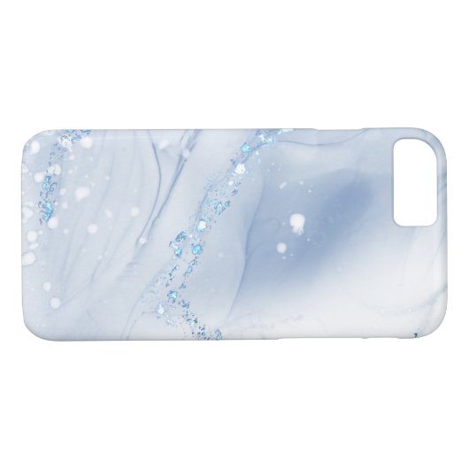 Modern Stone Dusty Blue Marble Case-Mate iPhone Hülle (Rückseite (Horizontal))