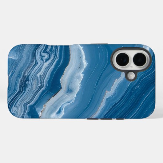 Modern Stone Dusty Blue Marble Case-Mate iPhone Hülle (Rückseite (Horizontal))