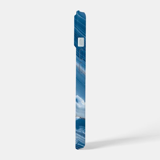 Modern Stone Dusty Blue Marble iPhone 15 Hülle (Linke Seite)