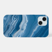 Modern Stone Dusty Blue Marble iPhone 15 Hülle (Rückseite (Horizontal))