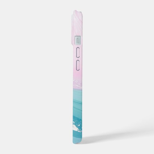 Modern Stone Dusty Blue Marble iPhone 15 Hülle (Linke Seite)