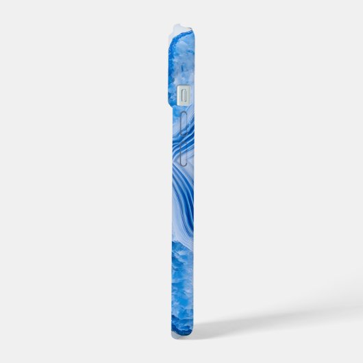 Modern Stone Dusty Blue Marble iPhone 15 Hülle (Linke Seite)