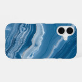 Modern Stone Dusty Blue Marble iPhone 16 Hülle (Rückseite (Horizontal))