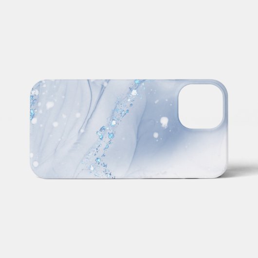 Modern Stone Dusty Blue Marble iPhone Hülle (Rückseite (Horizontal))