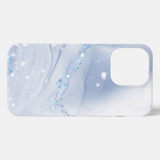 Modern Stone Dusty Blue Marble iPhone Hülle (Rückseite (Horizontal))