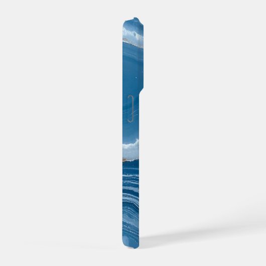 Modern Stone Dusty Blue Marble iPhone Hülle (Rechte Seite)