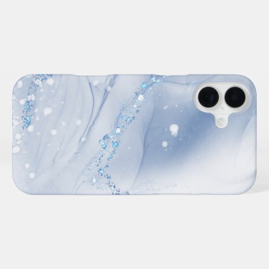 Modern Stone Dusty Blue Marble iPhone Hülle (Rückseite (Horizontal))