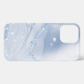 Modern Stone Dusty Blue Marble iPhone Hülle (Rückseite (Horizontal))