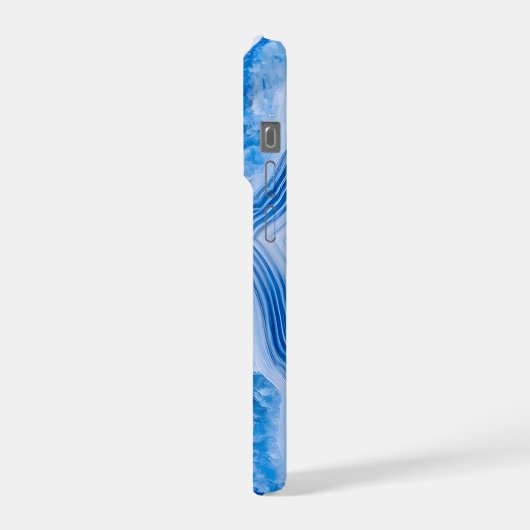Modern Stone Dusty Blue Marble iPhone Hülle (Linke Seite)