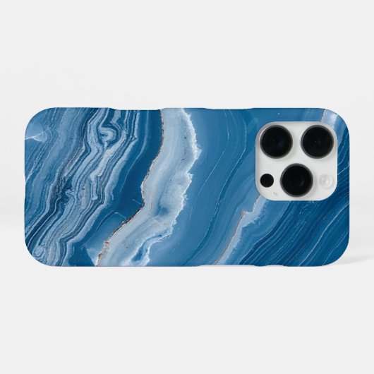 Modern Stone Dusty Blue Marble iPhone Hülle (Rückseite (Horizontal))