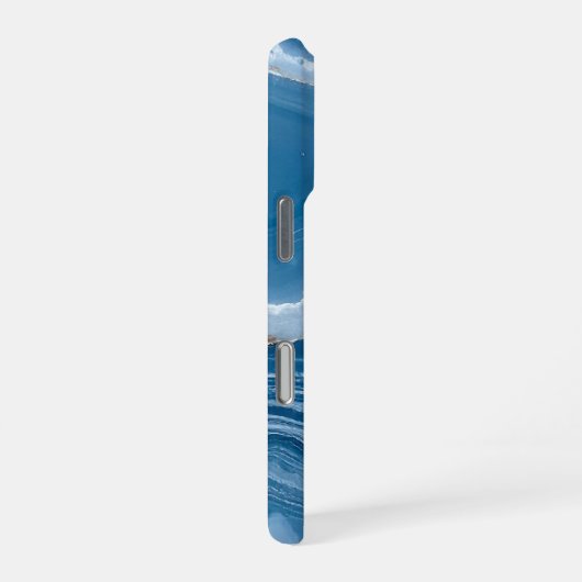 Modern Stone Dusty Blue Marble iPhone Hülle (Rechte Seite)