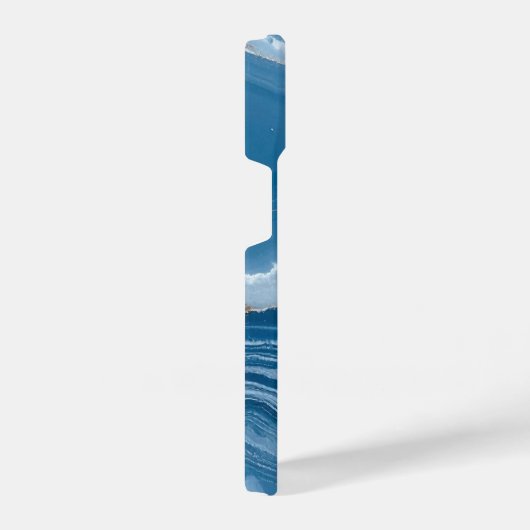 Modern Stone Dusty Blue Marble iPhone Hülle (Rechte Seite)