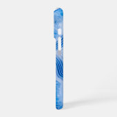 Modern Stone Dusty Blue Marble iPhone Hülle (Linke Seite)