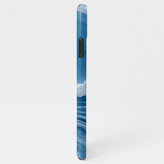 Modern Stone Dusty Blue Marble iPhone Hülle (Rechte Seite)