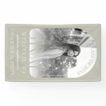 Modern Stone Grey Arch Photo Graduation Welcome