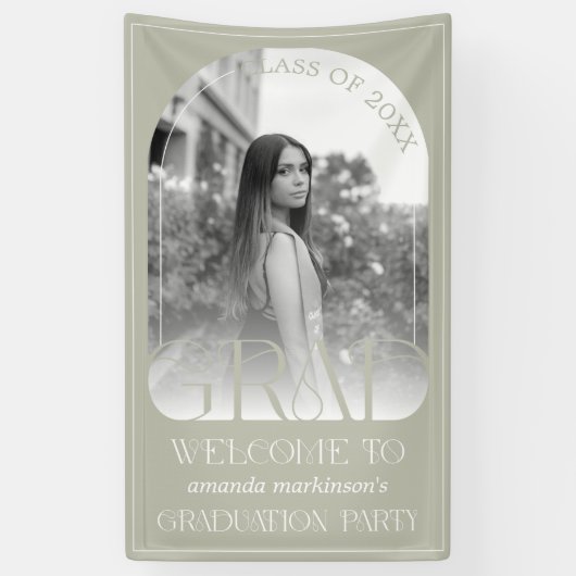 Modern Stone Grey Arch Photo Graduation Welcome Banner (Vertikal)