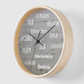 Modern Strand-Holz-Ozean Drehbuch Familienname Uhr (Winkel)