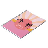 Modern Strand Sonnenaufgang Palme rosa Name Notizblock (Linke Seite)