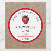 Modern Strawbere Wine Bottle Kraft Design Weinetikett (Einzelnes Label)