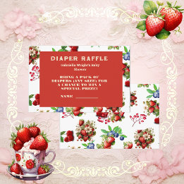 Modern Strawberry Berry Sweet Diaper Raffel Ticket Begleitkarte