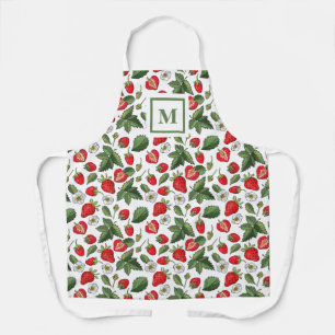Modern Strawberry Blossom Muster Monogram Schürze