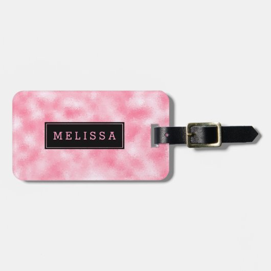 Modern Strawberry & Cream Glitzer Textur Gepäckanhänger (Vorderseite horizontal)