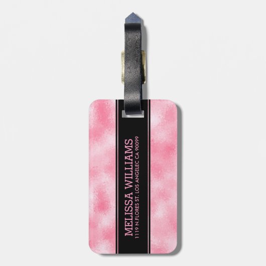 Modern Strawberry & Cream Glitzer Textur Gepäckanhänger (Rückseite vertikal)