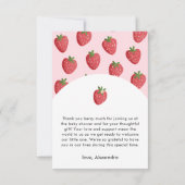 Modern Strawberry Pink Babydusche Danke Karten (Rückseite)