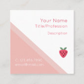 Modern Strawberry Square Design Quadratische Visitenkarte (Rückseite)