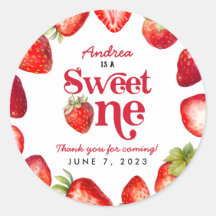 Modern Strawberry Sweet One Birthday Girls