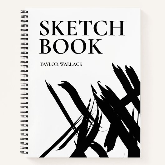 Modern strikes Sketch Schwarz-weiß Notizblock (Vorderseite)