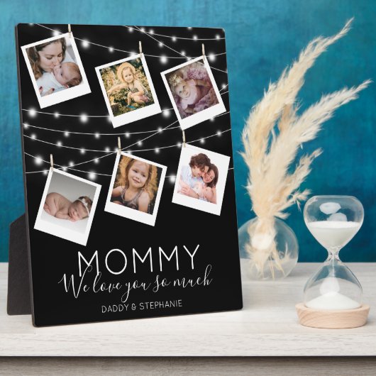 Modern String Lights Mommy Foto Collage Fotoplatte (Seite)