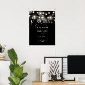 Modern String Lights Wedding Welcome Sign Poster (Heimbüro)