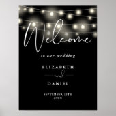 Modern String Lights Wedding Welcome Sign Poster (Vorne)