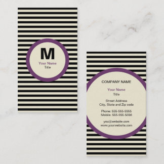 Modern Strip Monogram Business Card - Schwarz/Crem Visitenkarte