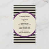 Modern Strip Monogram Business Card - Schwarz/Crem Visitenkarte (Rückseite)