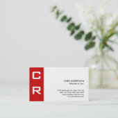 Modern Strip Monogram White Custom Business Card Visitenkarte (Stehend Vorderseite)
