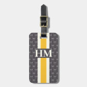 Modern Strip Monogramm mit Designer-Muster Grau Gepäckanhänger (Vorderseite vertikal)