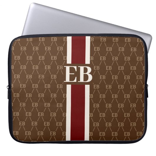 Modern Strip Monogramm mit Designer-Muster Laptopschutzhülle (Vorderseite)
