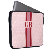 Modern Strip Monogramm mit Designer Muster Pink Laptopschutzhülle (Vorne Rechts)