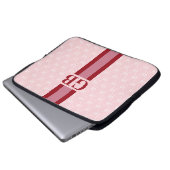 Modern Strip Monogramm mit Designer Muster Pink Laptopschutzhülle (Vorne Knopf)