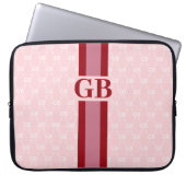 Modern Strip Monogramm mit Designer Muster Pink Laptopschutzhülle (Vorderseite)