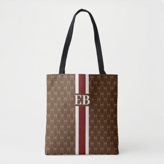 Modern Strip Monogramm mit Designer-Muster Tasche (Vorderseite)