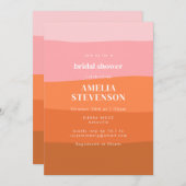 Modern Strip Rosa Orange Brautparty Einladung (Vorne/Hinten)