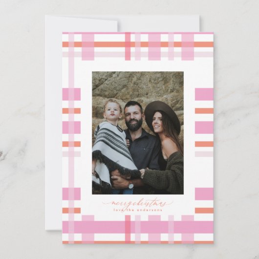 Modern Strip Weihnachten Kariertes Foto (Vorderseite)