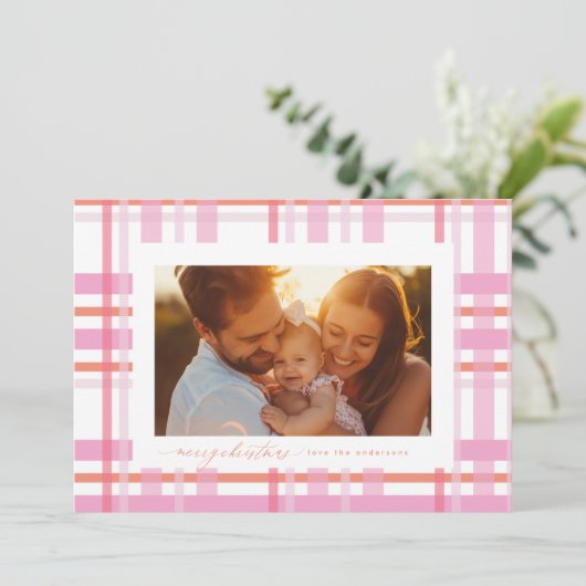 Modern Strip Weihnachten Kariertes Foto (Stehend Vorderseite)