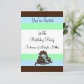 Modern Stripe 50 Geburtstag Einladung (Stehend Vorderseite)