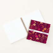 Modern Stripe Burgundy Floral Square Notebook Notizblock (Innenseite)