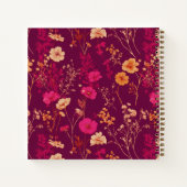 Modern Stripe Burgundy Floral Square Notebook Notizblock (Rückseite)